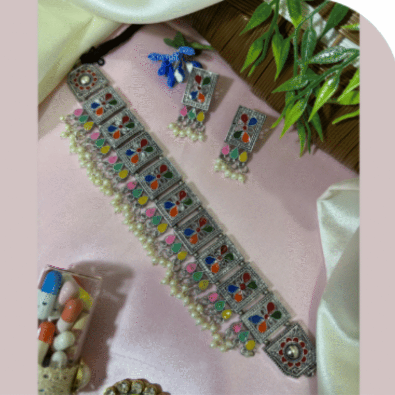 Oxidized Necklace Set with Earrings – Design ON-11