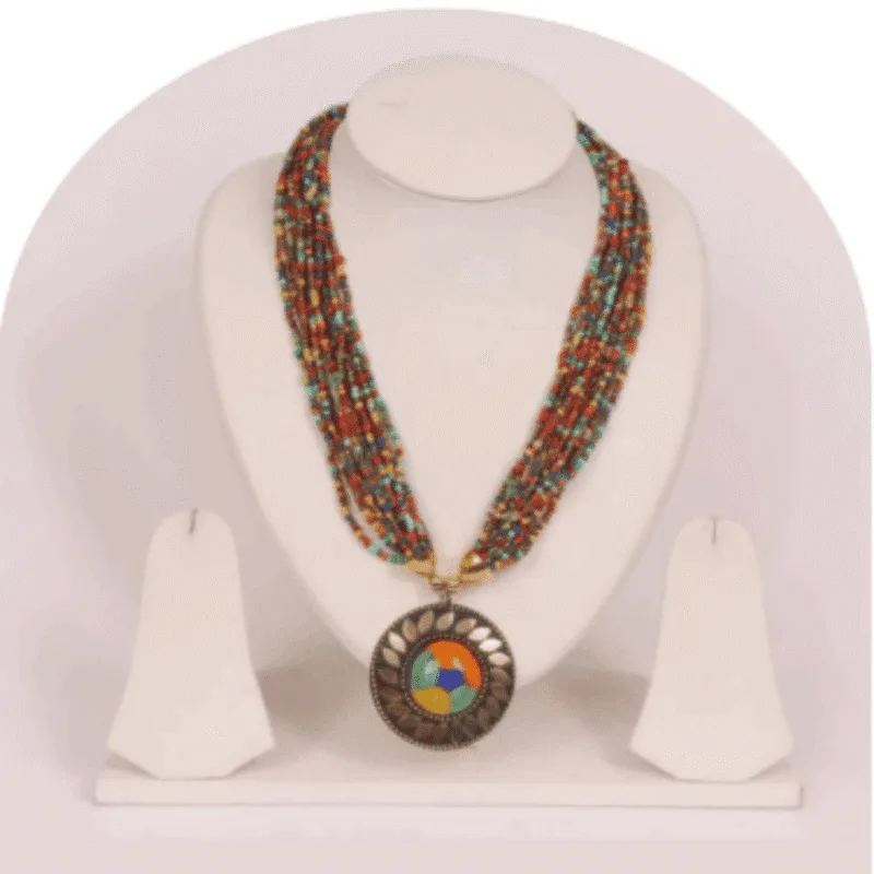 Oxidized Stone Necklace Set – Design ON-14d