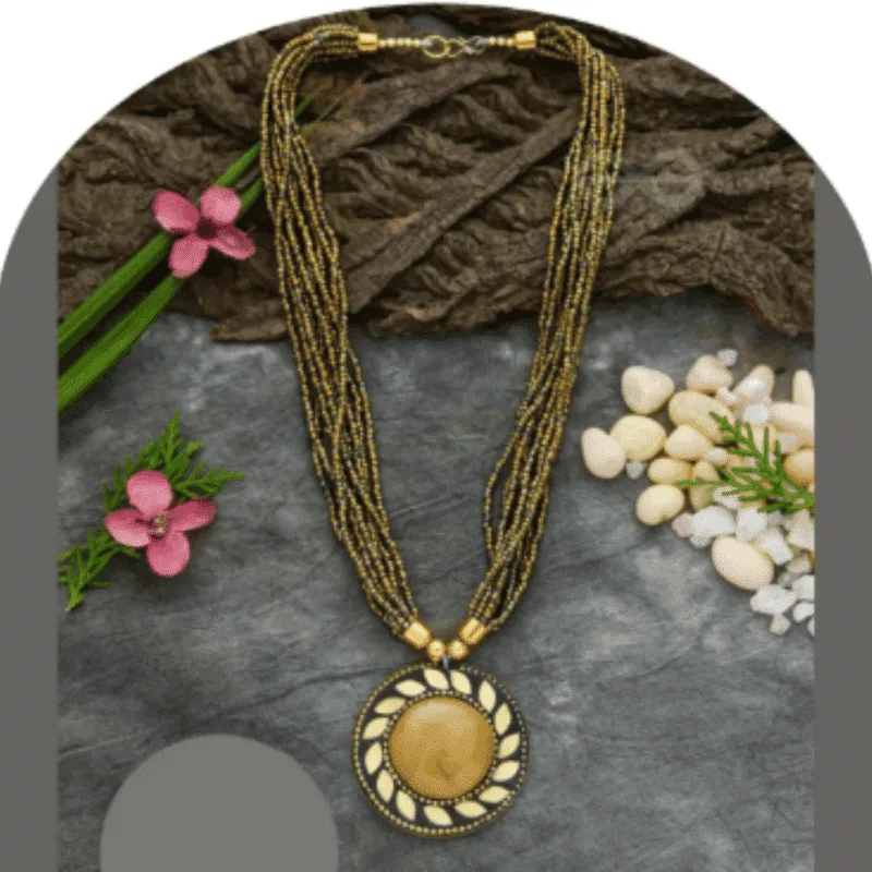 Oxidized Stone Necklace Set – Design ON-14e