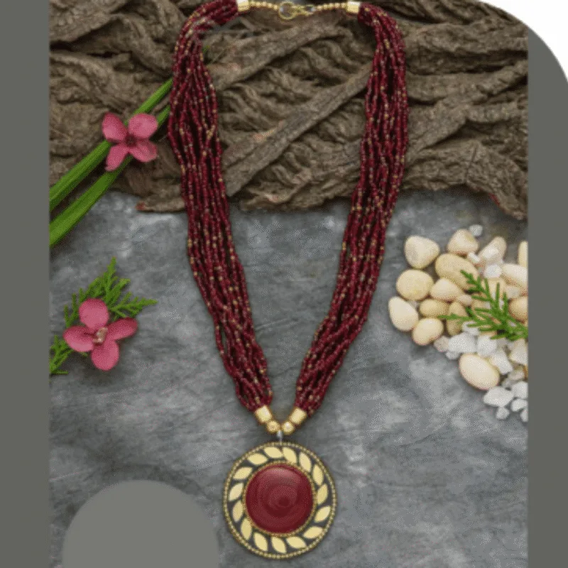Oxidized Stone Necklace Set – Design ON-14f