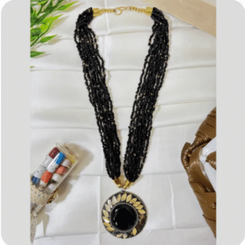 Oxidized Stone Necklace Set – Design ON-14g