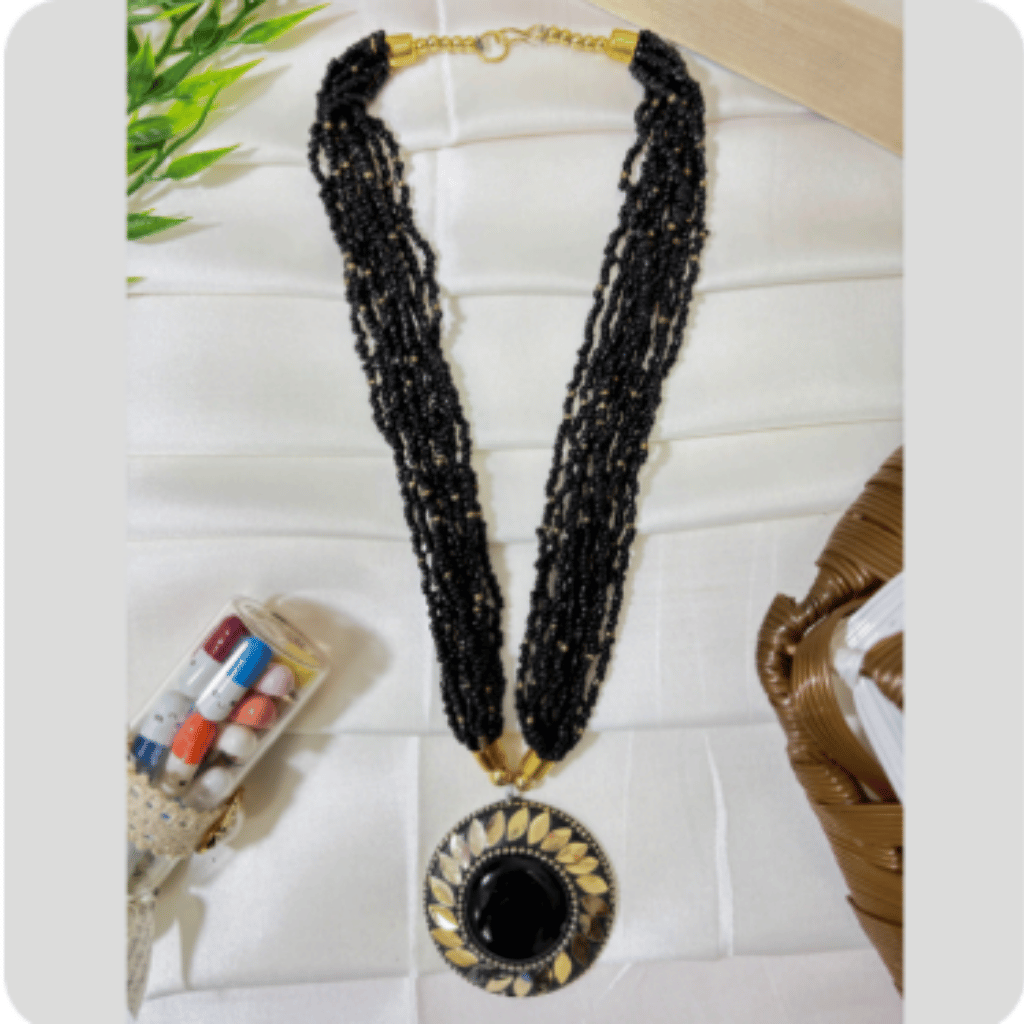 Oxidized Stone Necklace Set – Design ON-14g