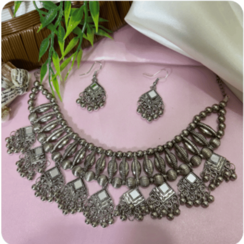 Oxidized Necklace Set with Earrings – Design ON-15