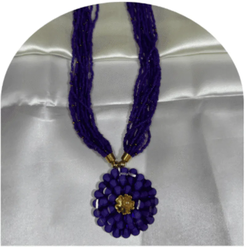 Stone Beaded Necklace with Pendant – Design ON-25a