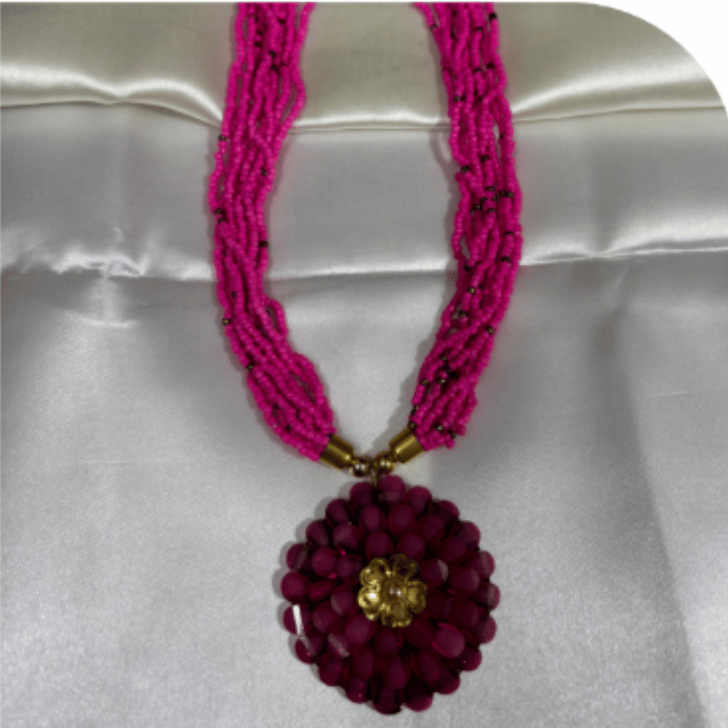 Stone Beaded Necklace with Pendant – Design ON-25c