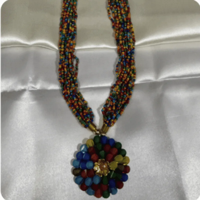 Stone Beaded Necklace with Pendant – Design ON-25d