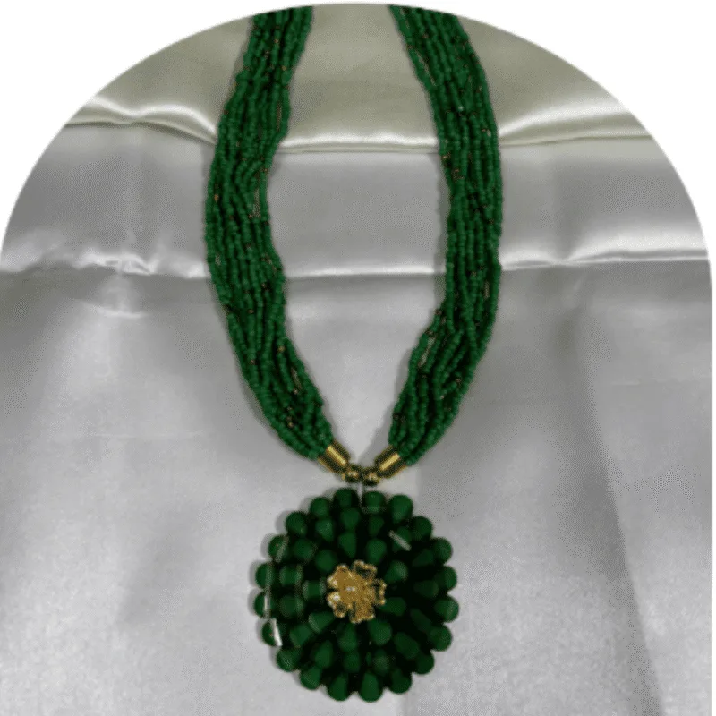 Stone Beaded Necklace with Pendant – Design ON-25e