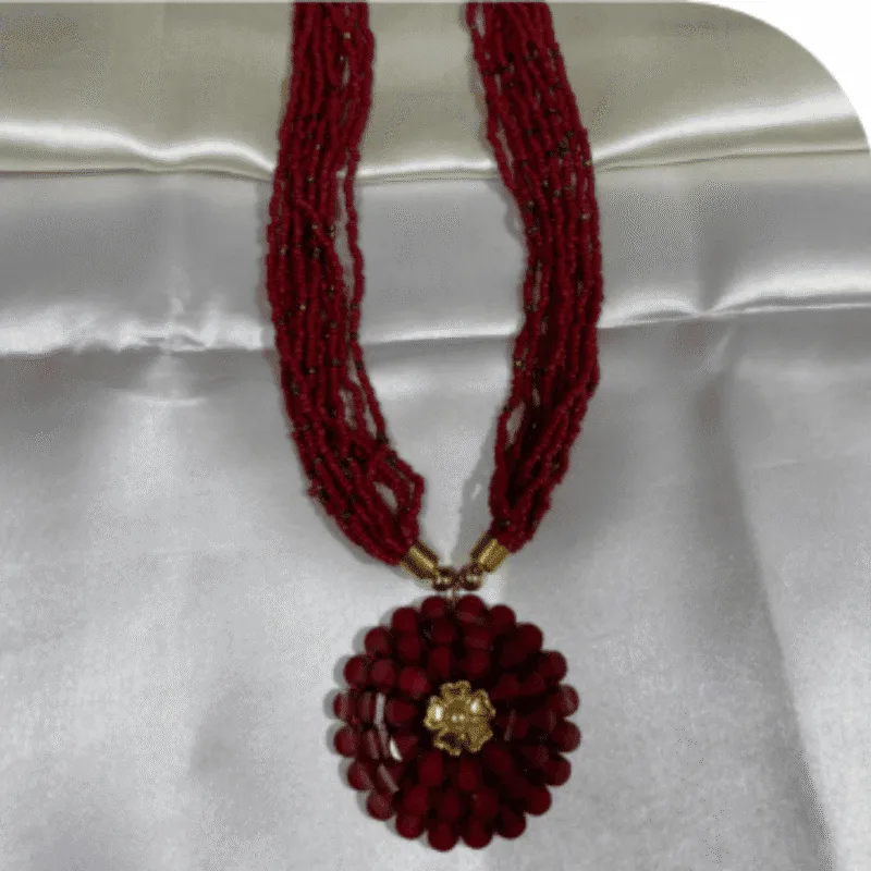 Stone Beaded Necklace with Pendant – Design ON-25g