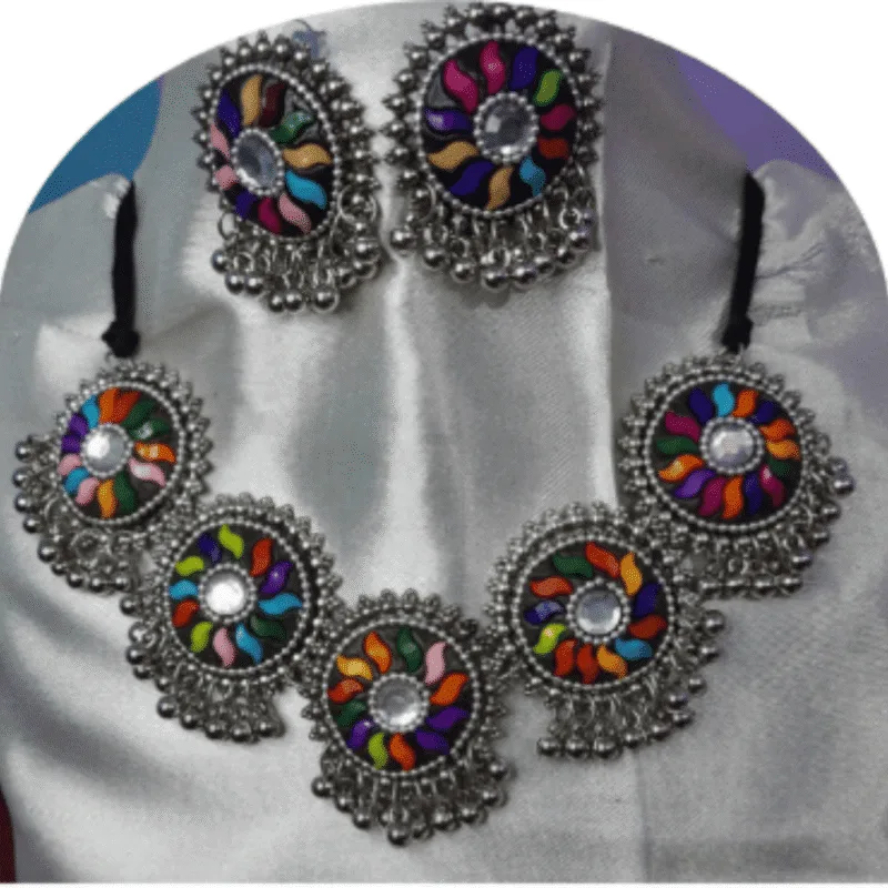 Oxidized Necklace Set with Earrings – Design ON-2b