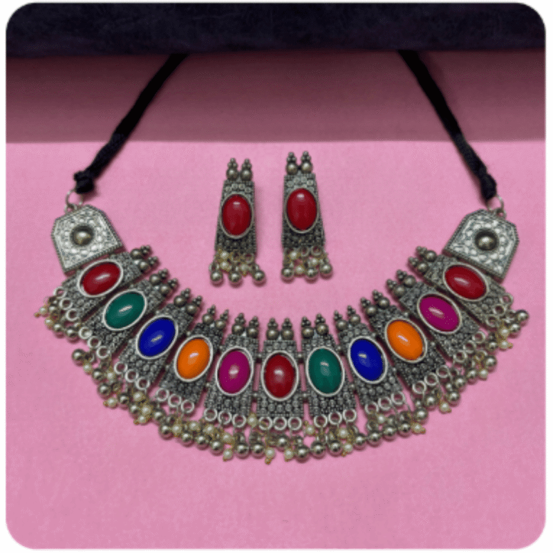 Oxidized Necklace Set with Earrings – Design ON-8