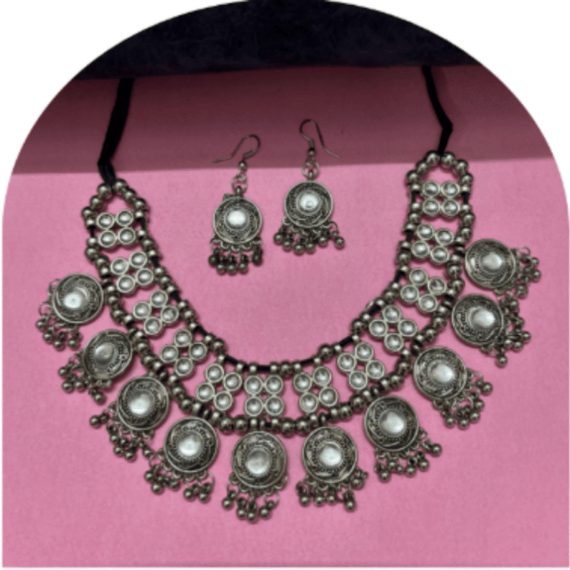 Oxidized Necklace Set with Earrings – Design ON-9