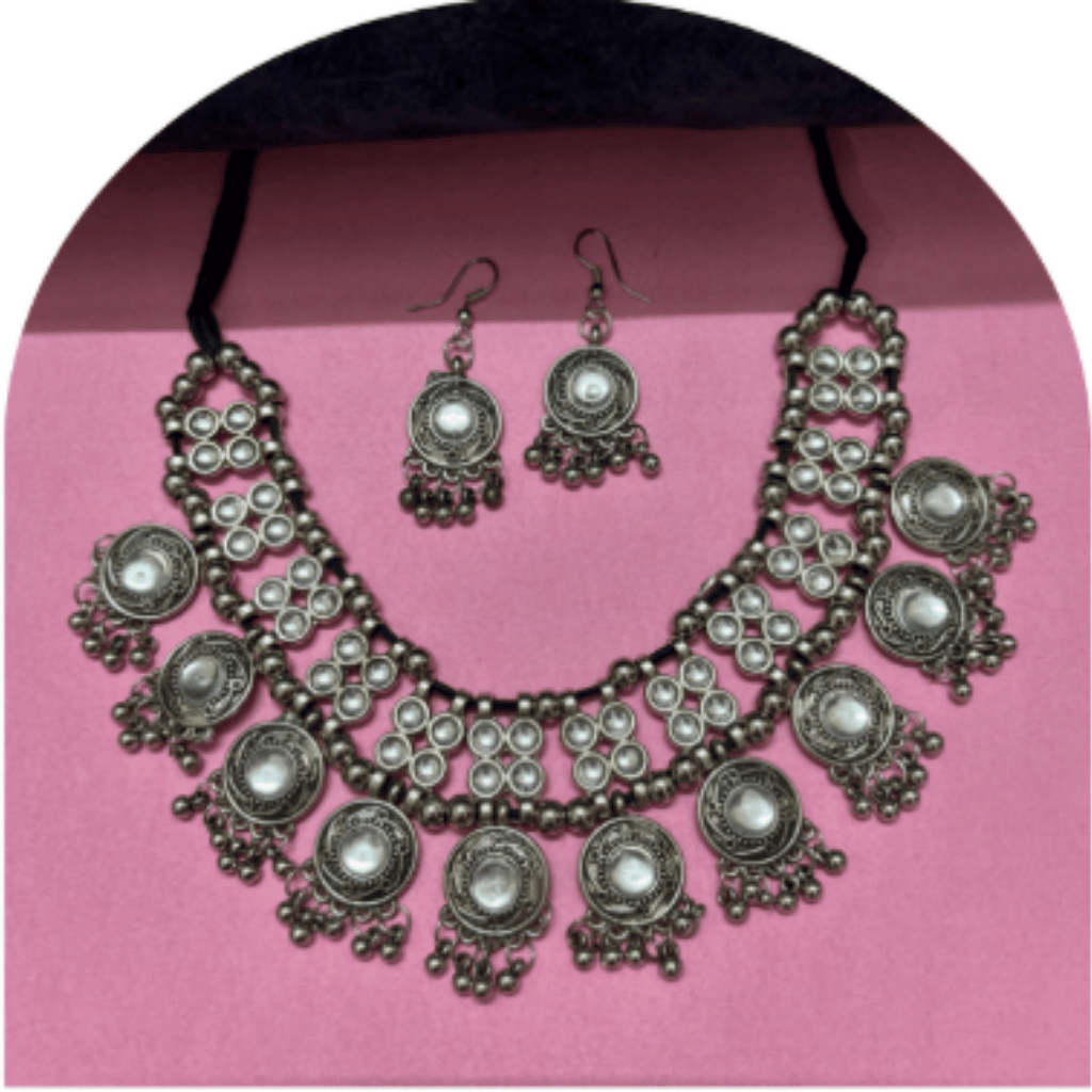 Oxidized Necklace Set with Earrings – Design ON-9