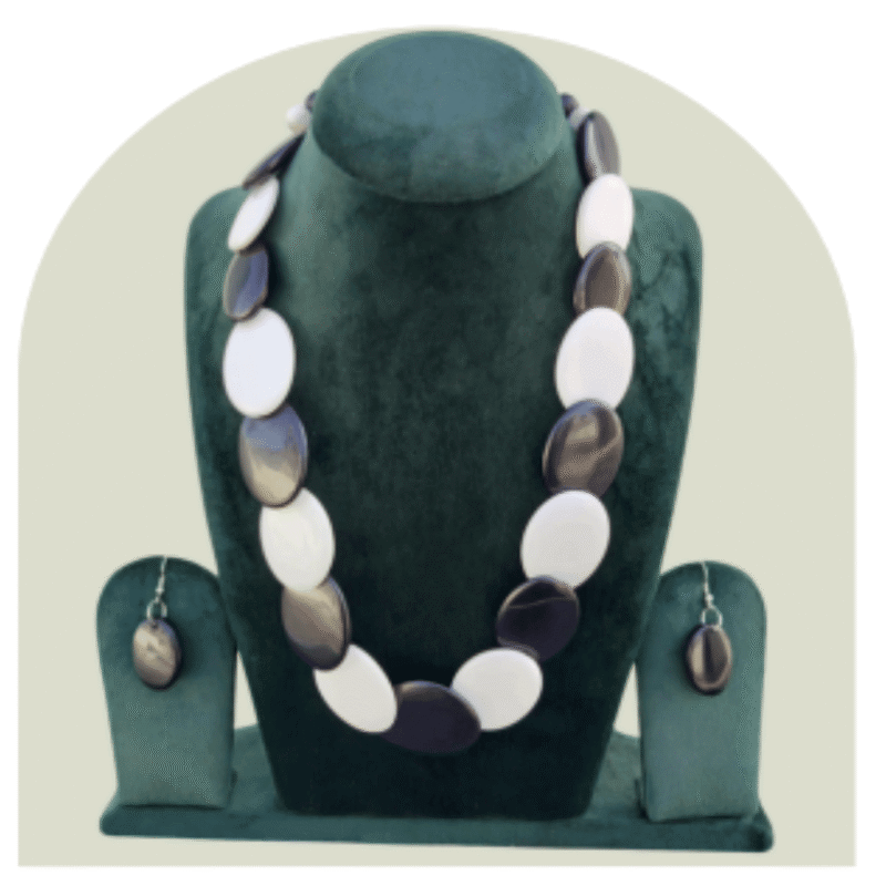 Elegant White Stone Necklace Set with Earrings – Design SN1B