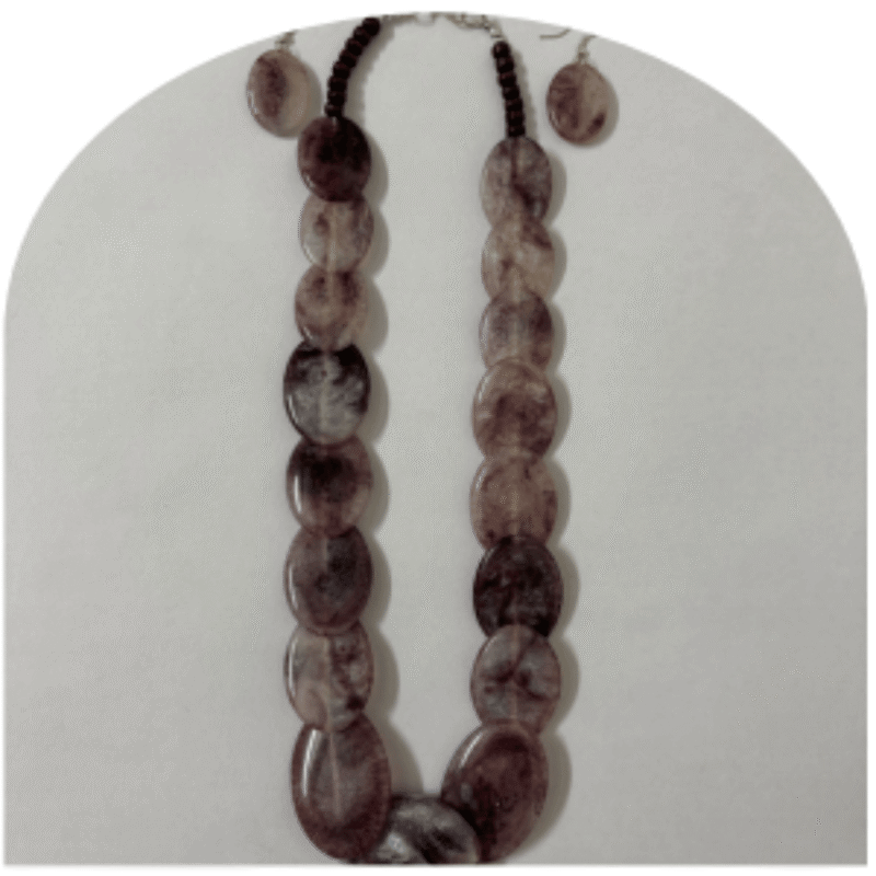 Elegant White Stone Necklace Set with Earrings – Design SN1G