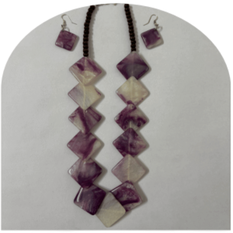 Elegant White Stone Necklace Set with Earrings – Design SN2E