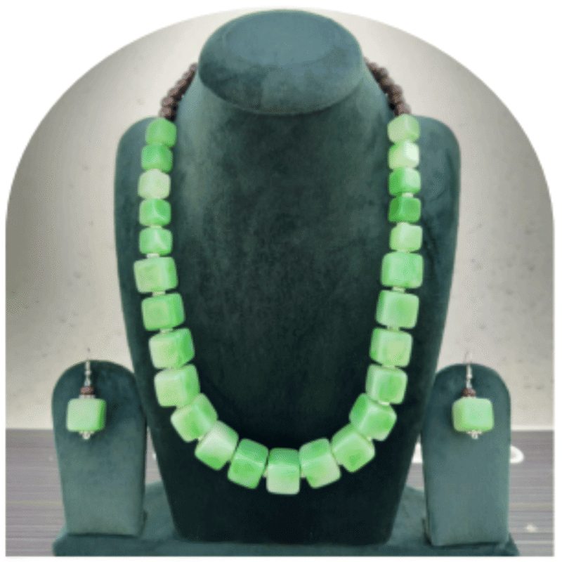 Elegant White Stone Necklace Set with Earrings – Design SN3B