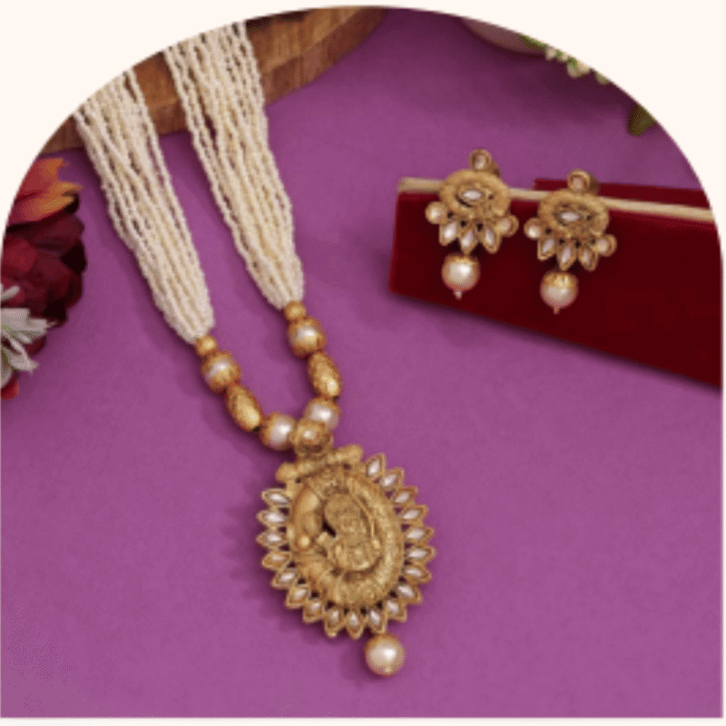 Gold Polish Temple Necklace Set – Design TJ-5a