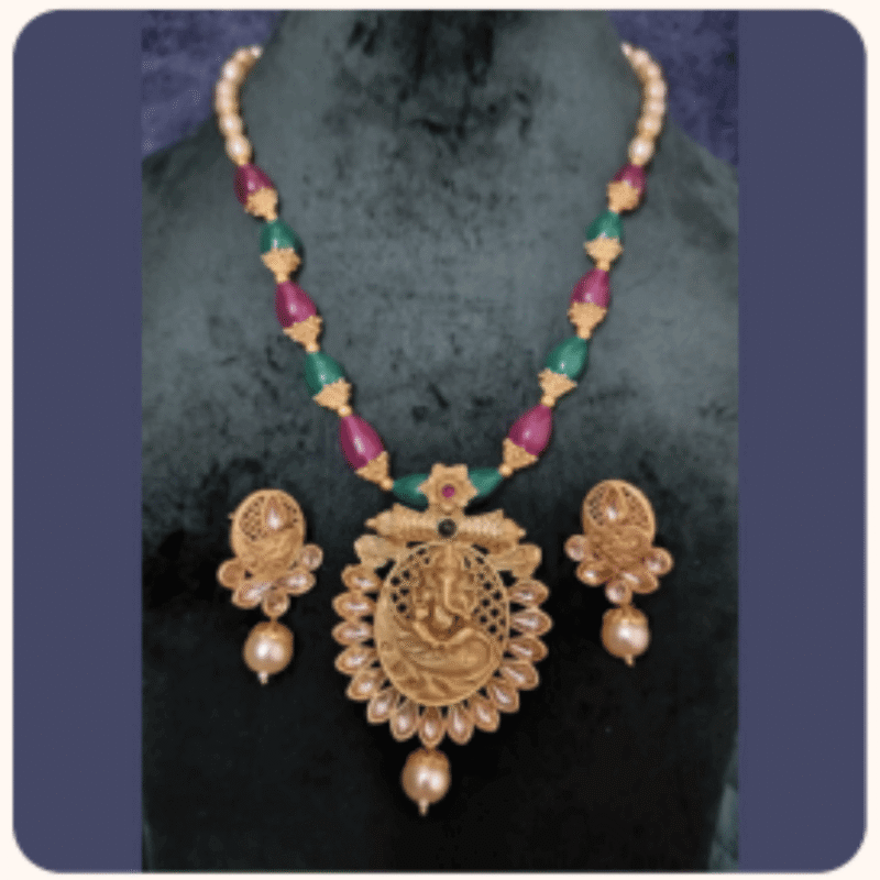 Temple Necklace Set for Festive Wear – Design TJ-6a