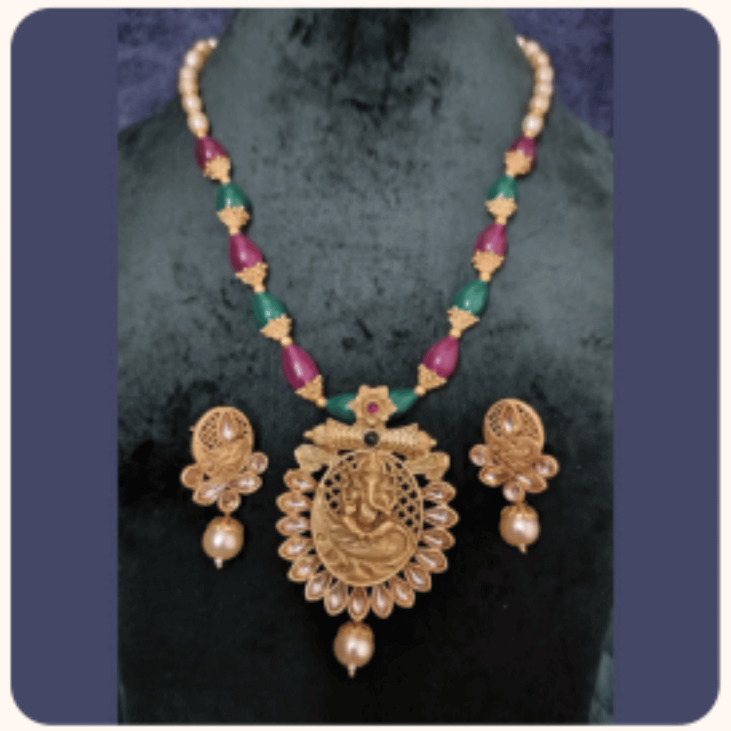 Temple Necklace Set for Festive Wear – Design TJ-6a