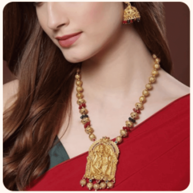 Heavy Temple Jewellery Necklace Set – Design TJ-8